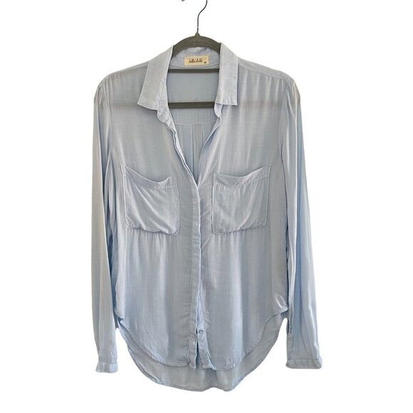 Bella Dahl Size XS Hipster Shirt Light Blue Button Front Lightweight Rayon - Picture 4 of 7